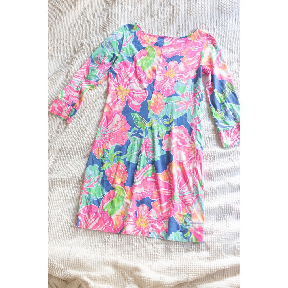 Lily Pulitzer Mini Dress XS Pima Cotton Marlowe Jungle Utopia 3/4 Sleeve Beachy